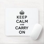 Houd kalm en draag zwarte tekst muismat (Met muis)