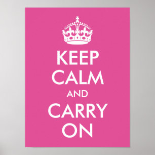 Houd kalm en draai aan de roze druk van frambozen poster