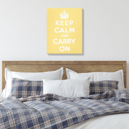 Houd kalm en draai lichtgeel aan canvas afdruk (Insitu (Slaapkamer))