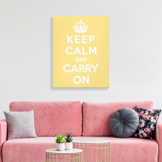 Houd kalm en draai lichtgeel aan canvas afdruk (Insitu (Woonkamer))
