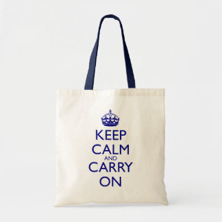 Houd kalm en draai op zee blauwe tekst tote bag
