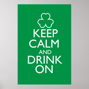 Houd kalm en Drink op Groen Poster
