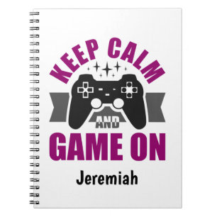 Houd kalm en game op laptop notitieboek