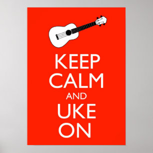 Houd kalm en gebruik Ukulele Poster afdrukken