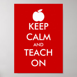 Houd kalm en geef les op poster met appelpictogram