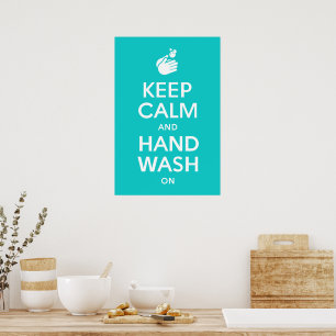Houd kalm en handwas aan - wasmiddelgriep poster