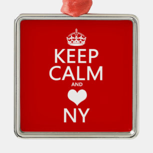 Houd Kalm en Hart New York (klantgerichte kleuren) Metalen Ornament