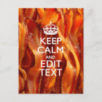 Houd kalm en heb Jouw tekst op de Sizzling Bacon.
