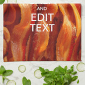 Houd kalm en heb Jouw tekst op de Sizzling Bacon. Theedoek (Gevouwen)