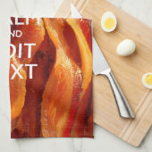 Houd kalm en heb Jouw tekst op de Sizzling Bacon. Theedoek (Quarter Fold)