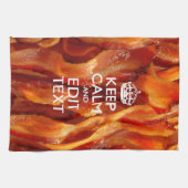 Houd kalm en heb Jouw tekst op de Sizzling Bacon. Theedoek (Horizontaal)