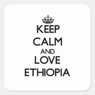Houd kalm en hou van Ethiopië Vierkante Sticker