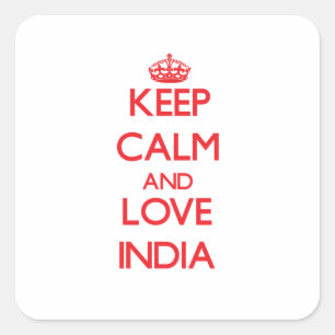 Houd kalm en hou van India Vierkante Sticker
