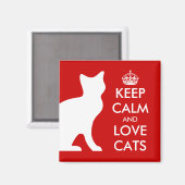 Houd kalm en hou van katten magnet |  magneet (Voorkant / Achterkant)
