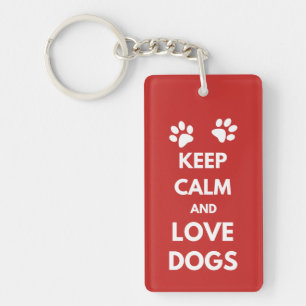 Houd kalm en houd liefdeshonden sleutelhanger