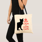 Houd kalm en houd van katten canvas tas (Voorkant (product))