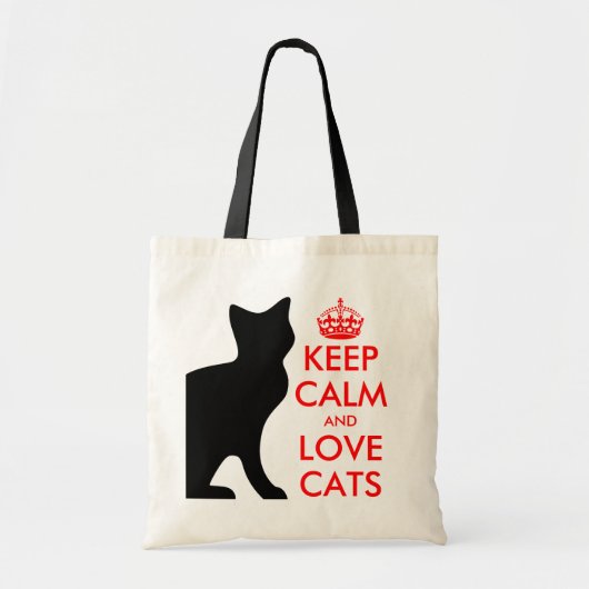 Houd kalm en houd van katten canvas tas (Voorkant)