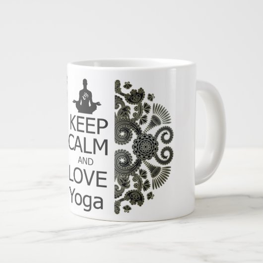 HOUD KALM EN HOUD VAN Yoga Grote Koffiekop (Voorkant rechts)