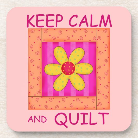 Houd kalm en kantelbaar Applique Blok Onderzetter (Voorkant)