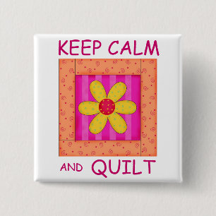 Houd kalm en kantelbaar Applique Blok Vierkante Button 5,1 Cm