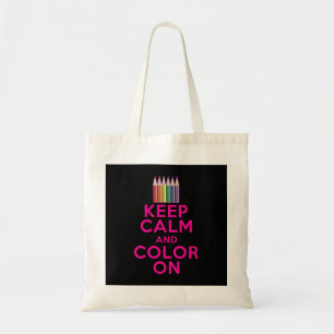 Houd kalm en kleur aan tote bag