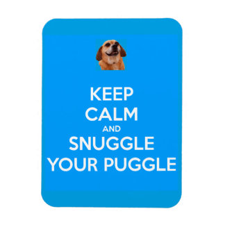 Houd kalm en knuffel je Puggle MAGNEET - Blauw
