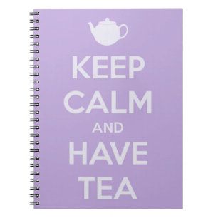 Houd kalm en laat de tea Lavender-laptop staan Notitieboek