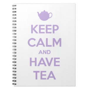 Houd kalm en laat de tea-lavender/White-laptop sta Notitieboek
