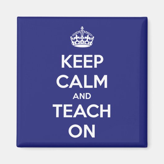 Houd kalm en leer op blauw magneet (Voorkant)