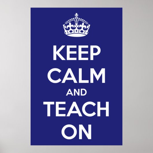 Houd kalm en leer op blauw poster (Voorkant)