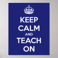Houd kalm en leer op blauw Poster