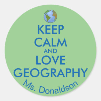 Houd Kalm en Liefde Geografie  Ronde Sticker