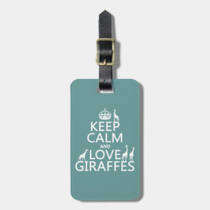 Houd kalm en Liefde Giraffes (om het even welke kl Bagagelabel