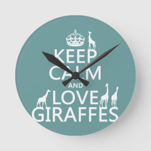 Houd kalm en Liefde Giraffes (om het even welke kl Ronde Klok