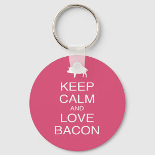 Houd kalm- en liefdesbaconafdrukken Gift Design Po Sleutelhanger