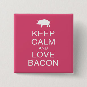 Houd kalm- en liefdesbaconafdrukken Gift Design Po Vierkante Button 5,1 Cm