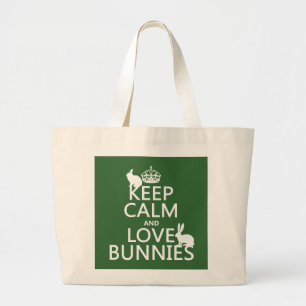 Houd kalm- en liefdesBunnies - alle kleuren Grote Tote Bag