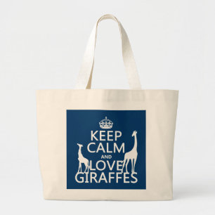 Houd kalm- en liefdesGiraffes - alle kleuren Grote Tote Bag