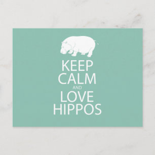 Houd kalm- en liefdeshippos afdrukken Hippopotamus Briefkaart