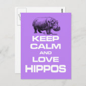 Houd kalm- en liefdeshippos Hippotamus-ontwerp Briefkaart (Voorkant / Achterkant)