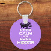 Houd kalm- en liefdeshippos Hippotamus-ontwerp Sleutelhanger (Voorkant)