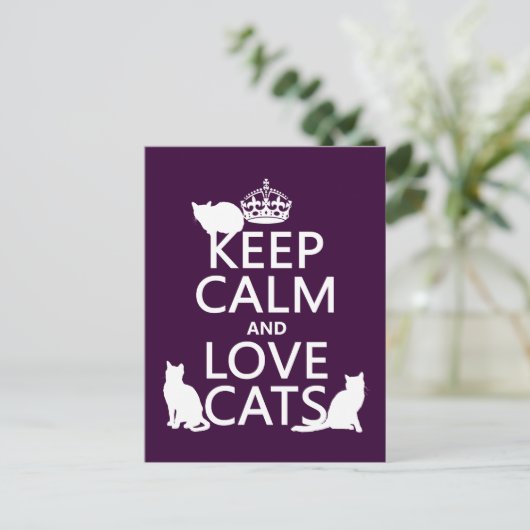 Houd kalm- en liefdeskatten (in elke kleur) briefkaart (Staand voorkant)