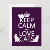 Houd kalm- en liefdeskatten (in elke kleur) briefkaart (Voorkant / Achterkant)