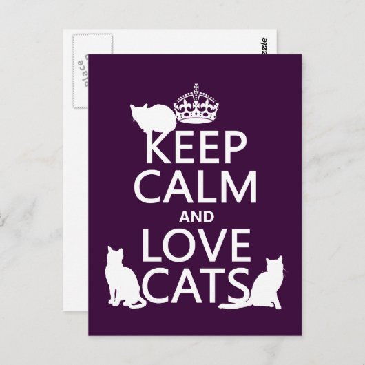 Houd kalm- en liefdeskatten (in elke kleur) briefkaart (Voorkant / Achterkant)