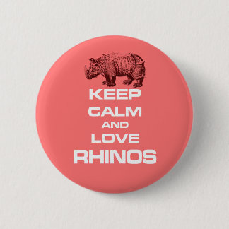 Houd kalm- en liefdesneushoorns ronde button 5,7 cm