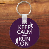 Houd kalm en loop aan (aanpasbare kleuren) sleutelhanger (Voorkant)