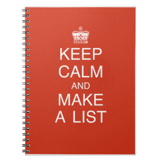 Houd kalm en maak een lijstnotebook notitieboek