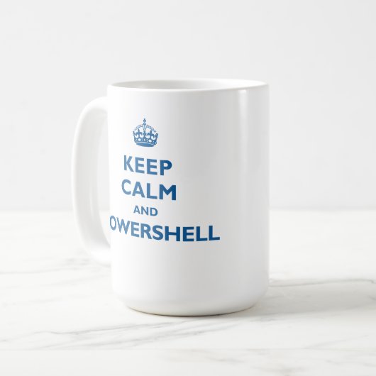 Houd kalm en Mok PowerShell (Voorkant links)