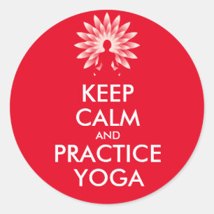 Houd kalm en oefen yoga uit ronde sticker