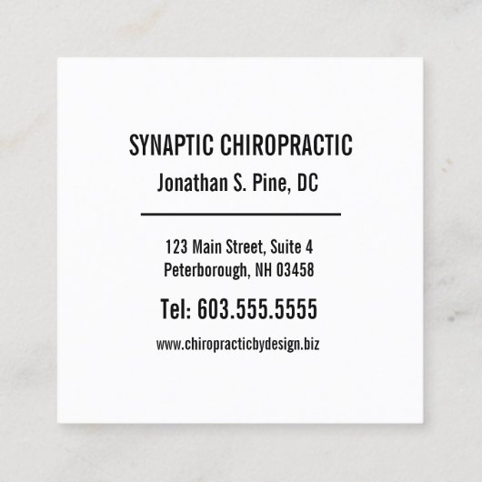 Houd kalm en profiteer van aangepaste chiropractis vierkante visitekaartje (Achterkant)